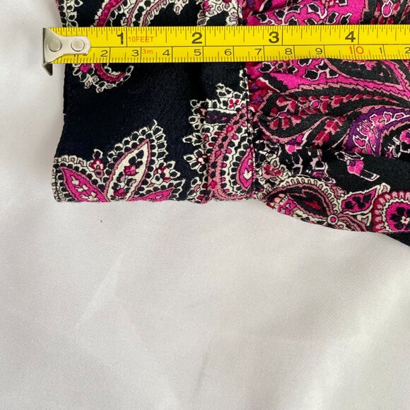 Karen Kane Paisley Balloon Sleeve V-Neck Crepe Blouse - Picture 5 of 8